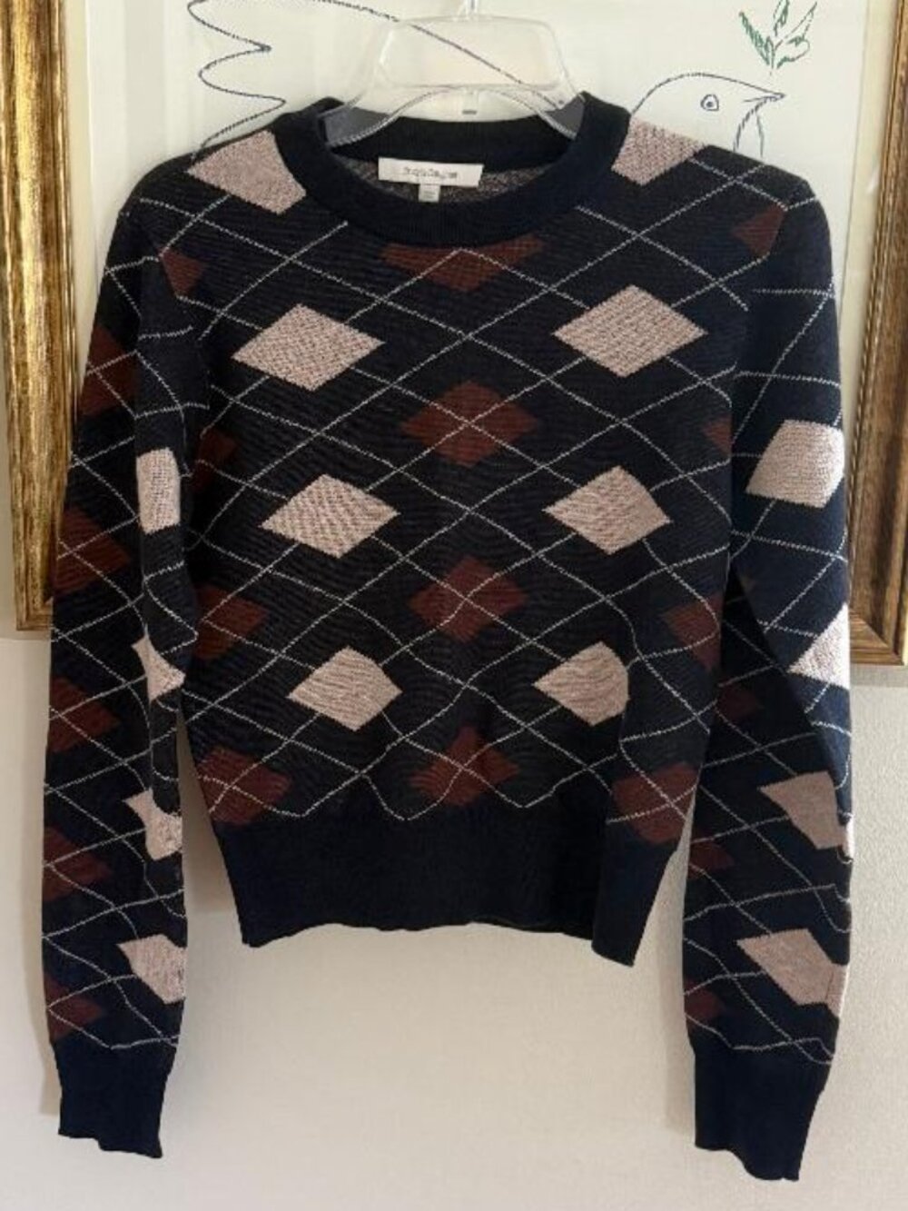 Favorite Daughter 100% wool Argyle sweater size S